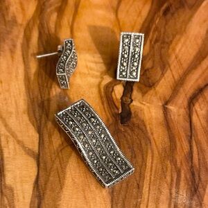 Vintage Sterling Silver Marcasite Set